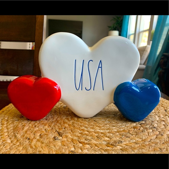 Rae Dunn Other - Rae Dunn Trio “USA” Hearts Decor